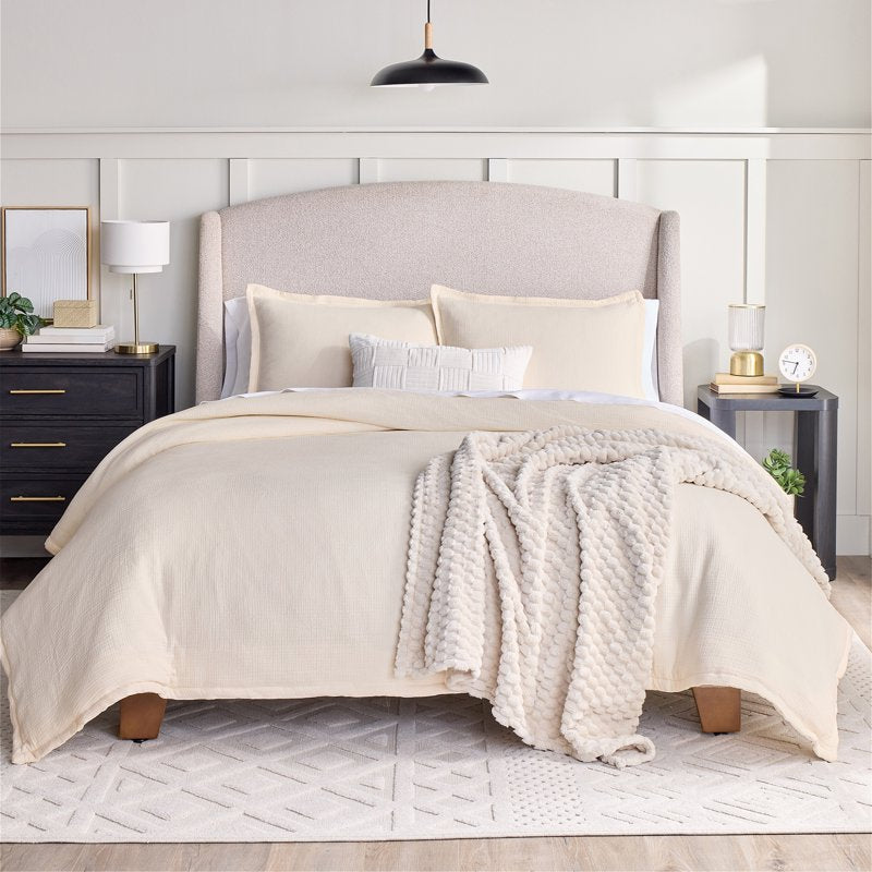 Full/Queen Crinkled Gauze Comforter Set - All-Season, 3-Piece, Cream - Variation of THIS listing