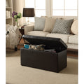 30 Inch Hinged Storage Ottoman - Brown Faux Leather