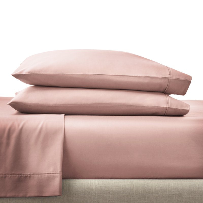 King Cotton Sateen Pillowcase Set - Old Rose 300 Thread Count, Wrinkle-Resistant
