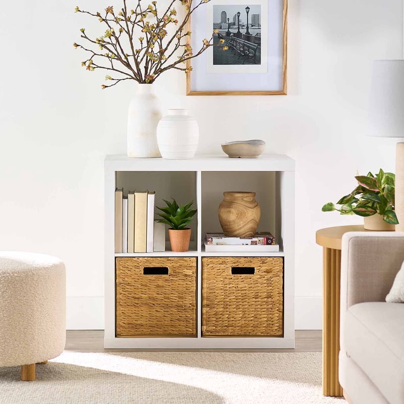 4-Cube Storage Organizer - White Texture, Easy Assembly