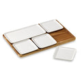 6-Piece White Porcelain Grazing Board Set with Acacia Wood Tray