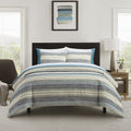 King Green Stripe 7-Piece Woven Bed-in-a-Bag Comforter Set with Sheets