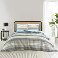 Queen Woven Stripe Bed in a Bag Comforter Set with Sheets - Green Stripe