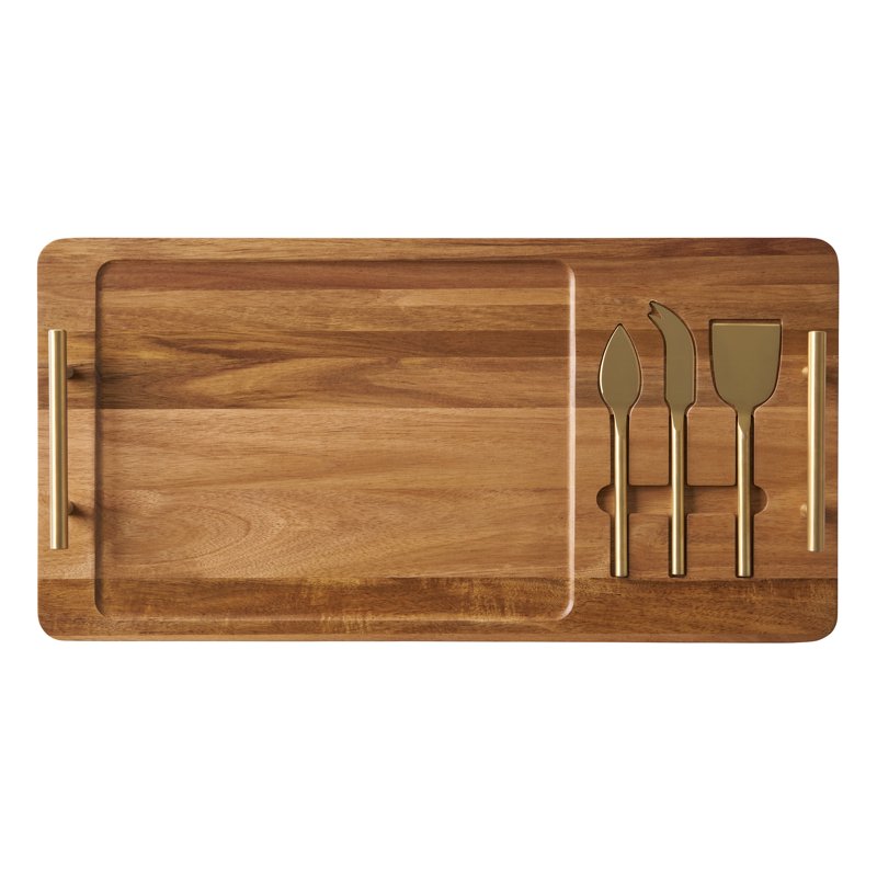 Acacia Wood Charcuterie Board with Cheese Tools - 22" x 11"