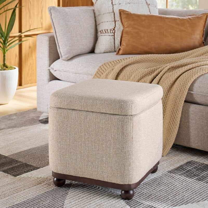 Compact Storage Ottoman with Lift-Off Lid - Multiple Colors