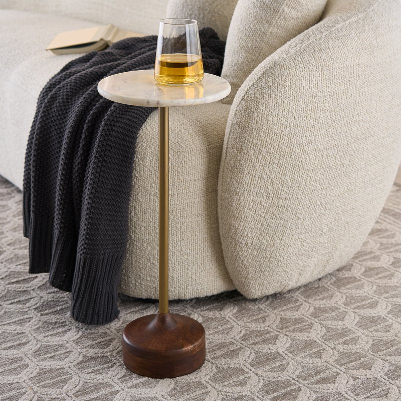 Aster Drink Table with Marble Top and Brass Stand