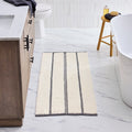 Grey Shadow & Vanilla Dream Bath Runner Rug - 24 x 60 Inches, Cotton, Stripe Design