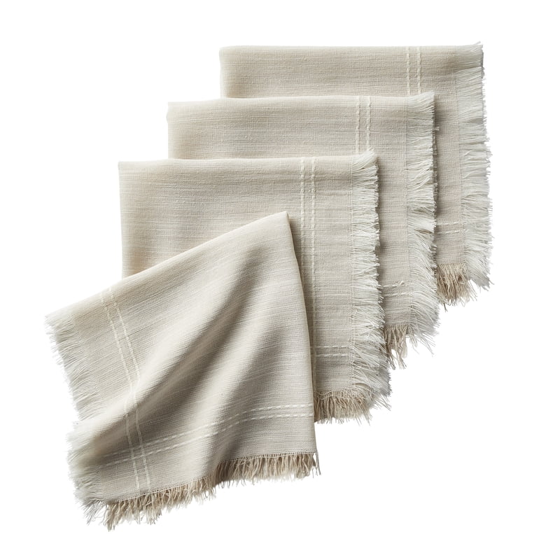 Beige Fringe Napkin Set - 20 x 20 Inches - 4 Pack - Single