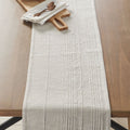 Beige and Gray Woven Table Runner - 14" x 90" - 100% Cotton