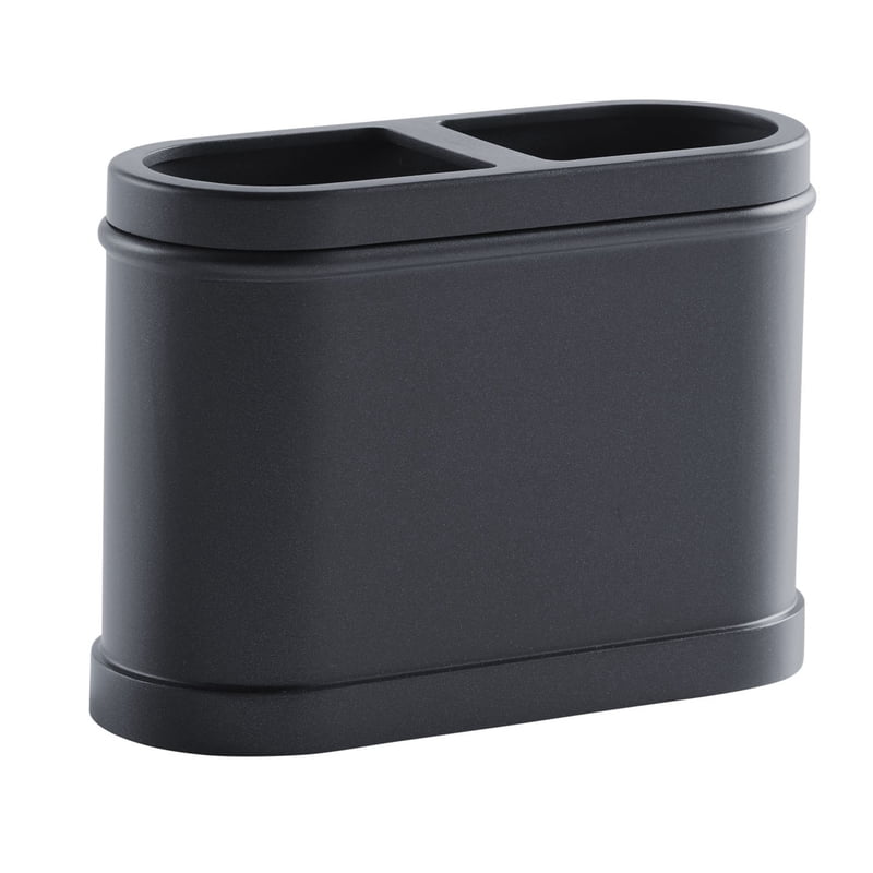 Black Metal Toothbrush Holder - Modern Bathroom Counter Organizer