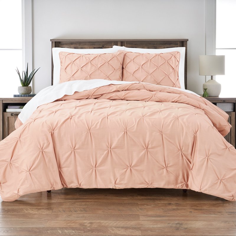 Better Homes & Gardens Blush Cotton Pintuck Comforter Set - Full/Queen, Pink