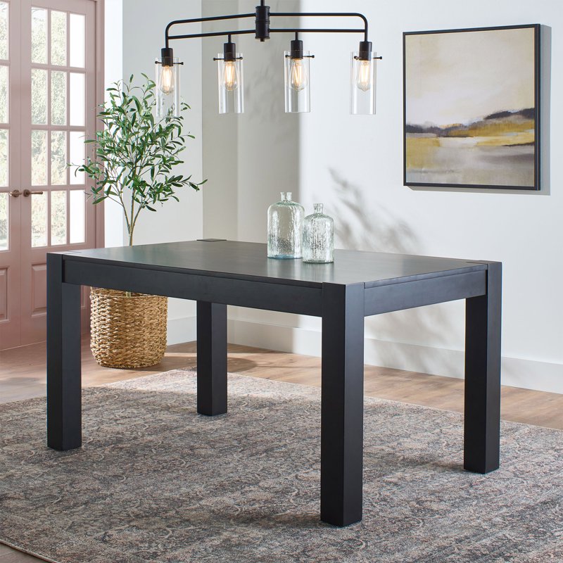 Rustic Rectangular Dining Table - Charcoal Finish