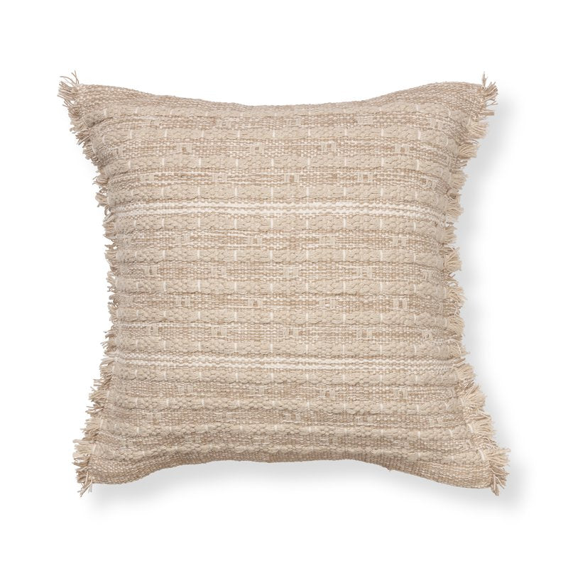 Chunky Woven Throw Pillow 20x20 Inch - Brown Square Cushion for Living Room