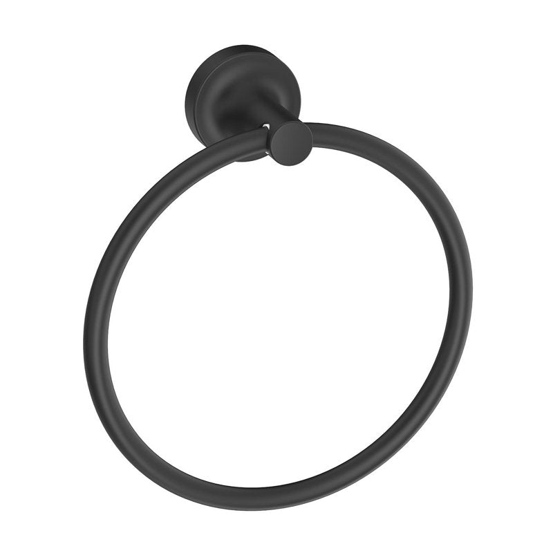 Modern Wall Mount Towel Ring - Matte Black Bathroom Accessory