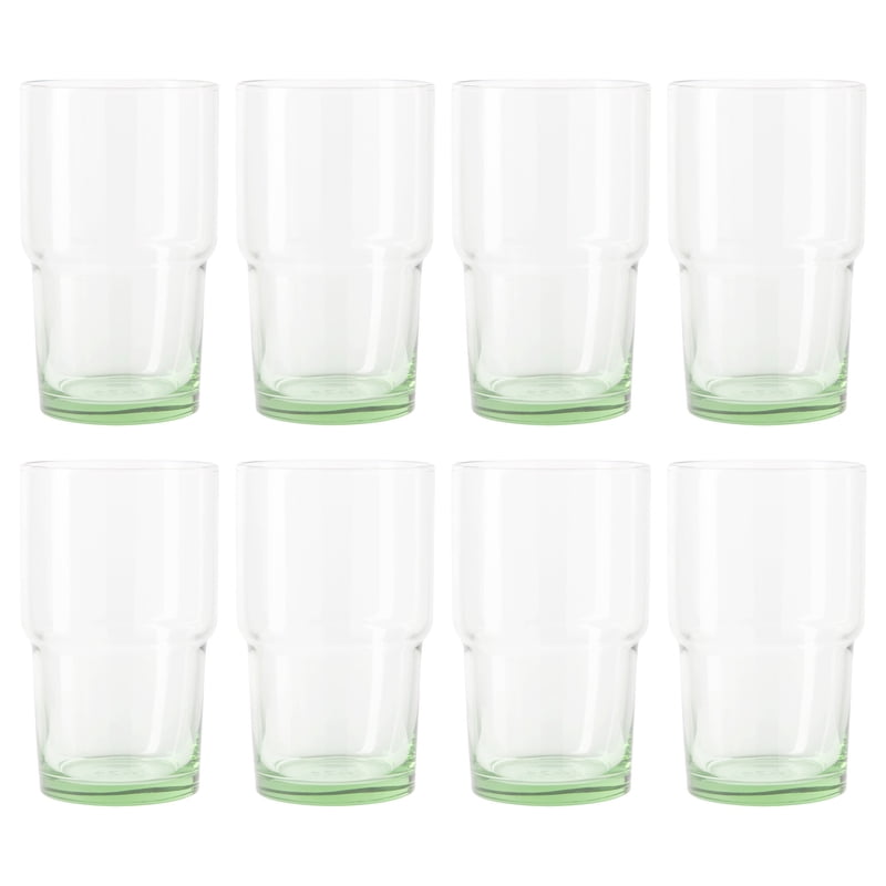 Clear Green Glassware Set of 8 - 15 oz Recycled Glass