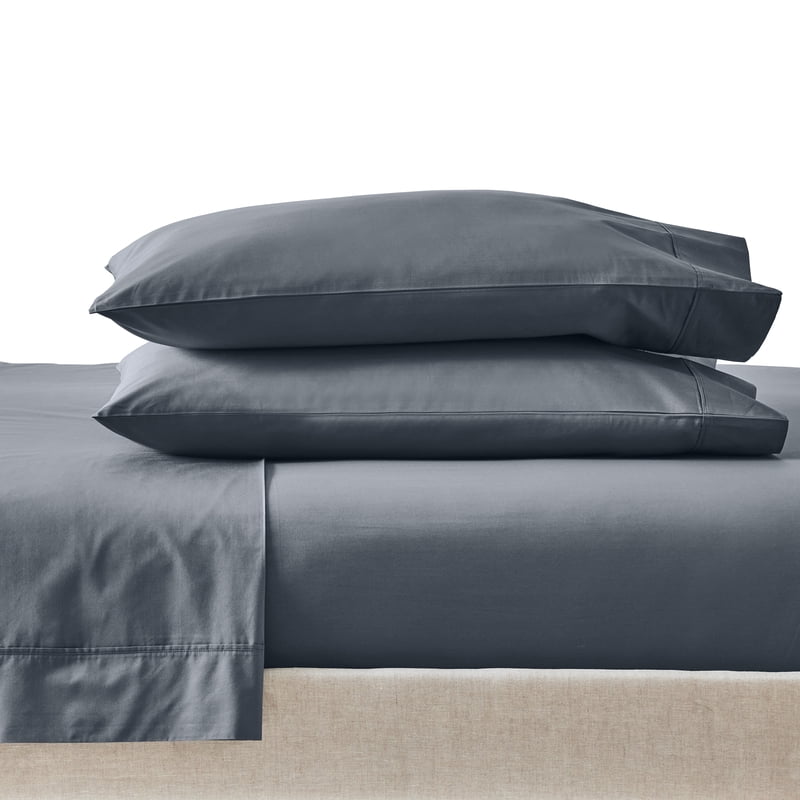 Twin Cotton Percale Sheet Set - Gray, 300 Thread Count, Cool & Crisp