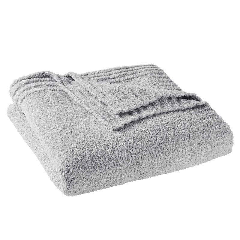 King Light Grey Cozy Knit Blanket - Recycled Material, Oeko-Tex, Machine Washable