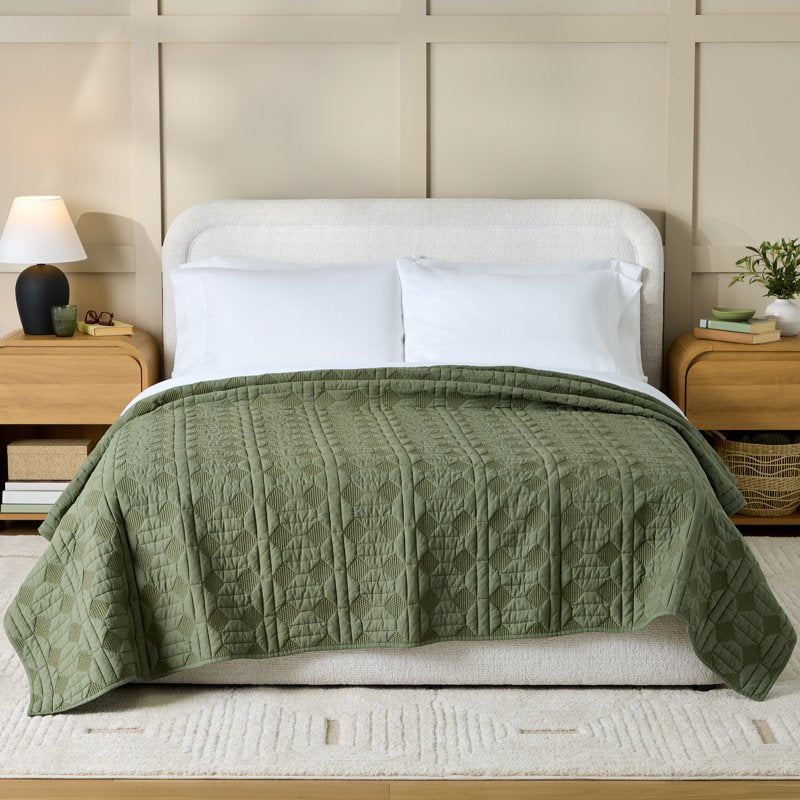 Better Homes & Gardens Crafted Geo Cotton Quilt - Full/Queen, Dark Green
