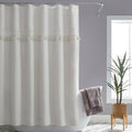Crochet Shower Curtain Beige Linen Look 72x72 Inches - Bathroom Decor