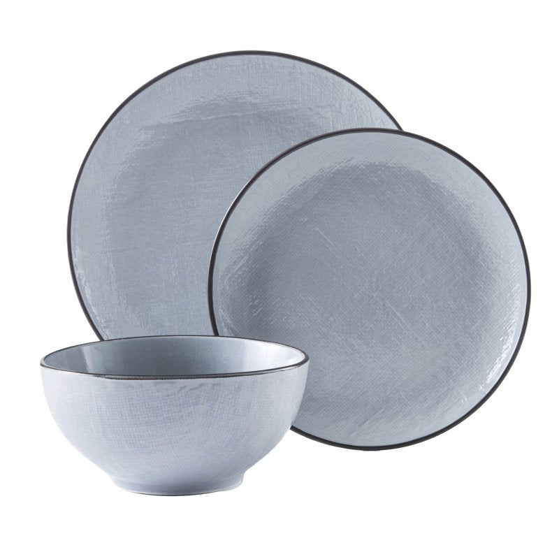 12-Piece Denim Stoneware Dinnerware Set - Service for Four