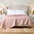 Antique Blush Botanical Double Cloth Cotton Quilt - Full/Queen, Violet Gem Design