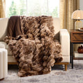 Channel Brown Marble Faux Fur Oversized Throw Blanket - 50x72 Inches - Reversible Microfiber