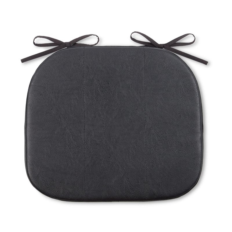 Faux Leather Memory Foam Chair Pad - Black, 15"W x 17"L