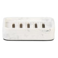 Faux Marble Soap Dish - White Magnetic 2-Piece Bathroom Counter Accessory - Single