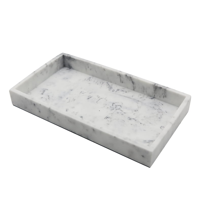 Better Homes & Gardens Faux Marble Vanity Tray - Single White Bathroom Countertop Organizer