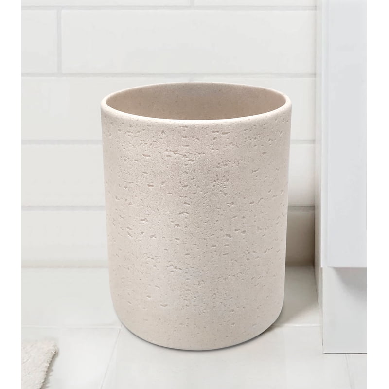 Faux Stone Bathroom Wastebasket 4L - Small Indoor Trash Bin with Open Top