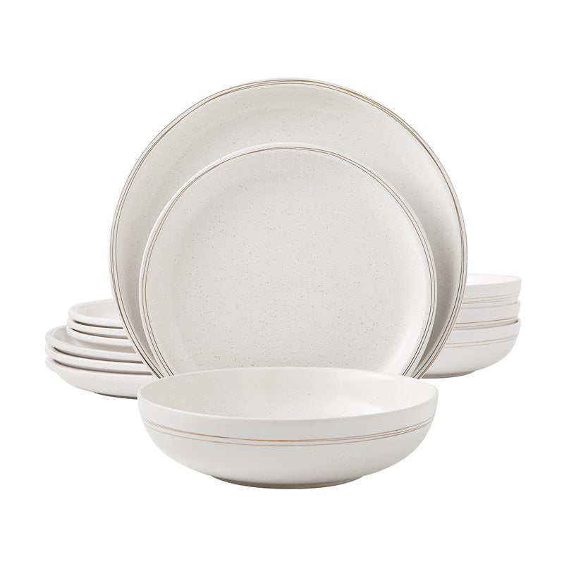 Gold Frost Dinnerware Set - 12-Piece Stoneware for 4