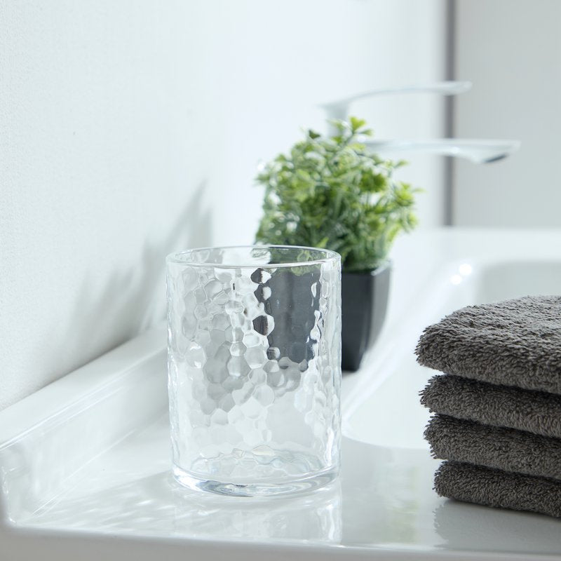 Toothbrush Holder - Clear Hammered Glass Bathroom Accessory - Single