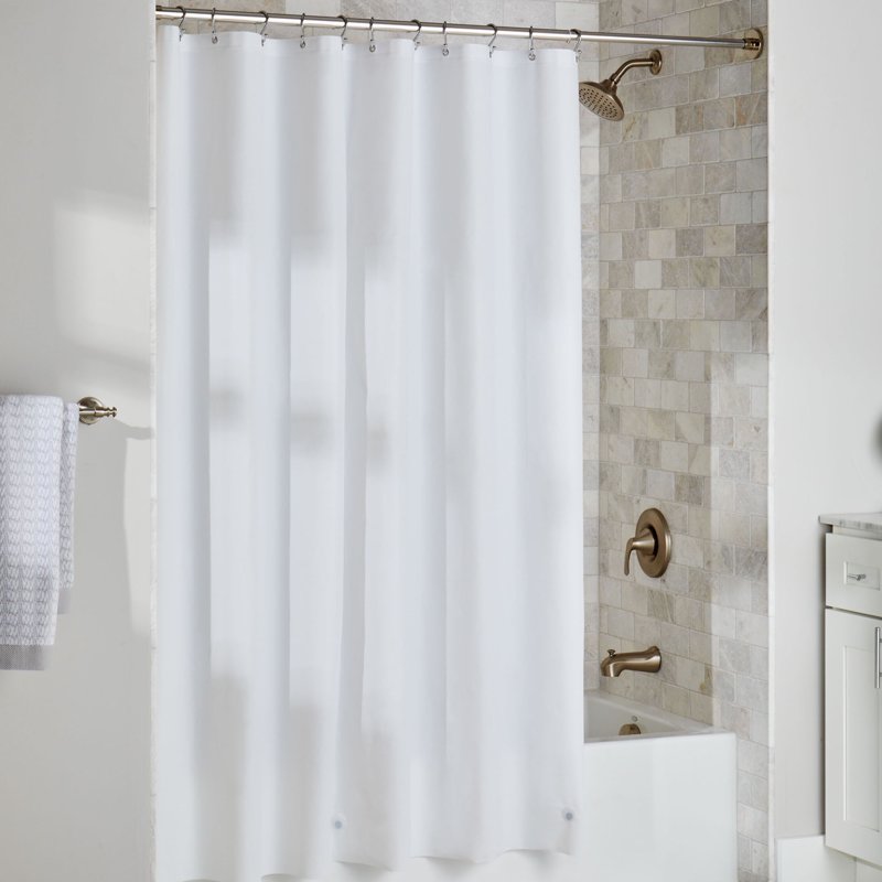 Heavyweight PEVA Shower Liner - White, 70 x 72 Inches, Mildew Resistant