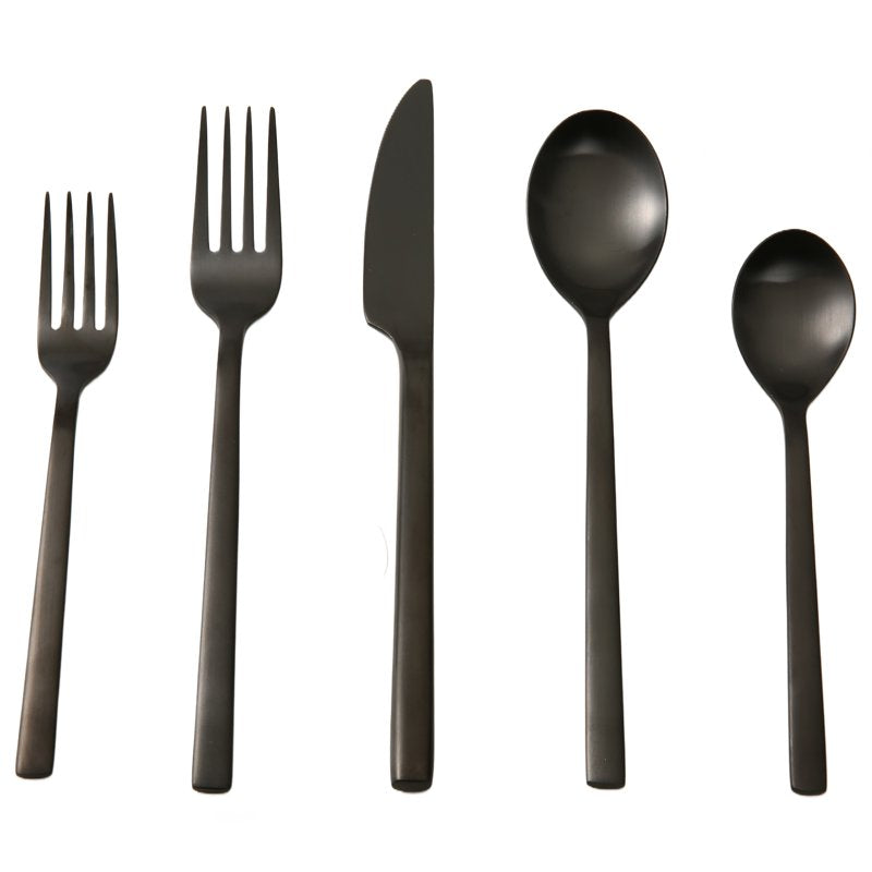 20-Piece Matte Black Stainless Steel Flatware Set - Service for 4