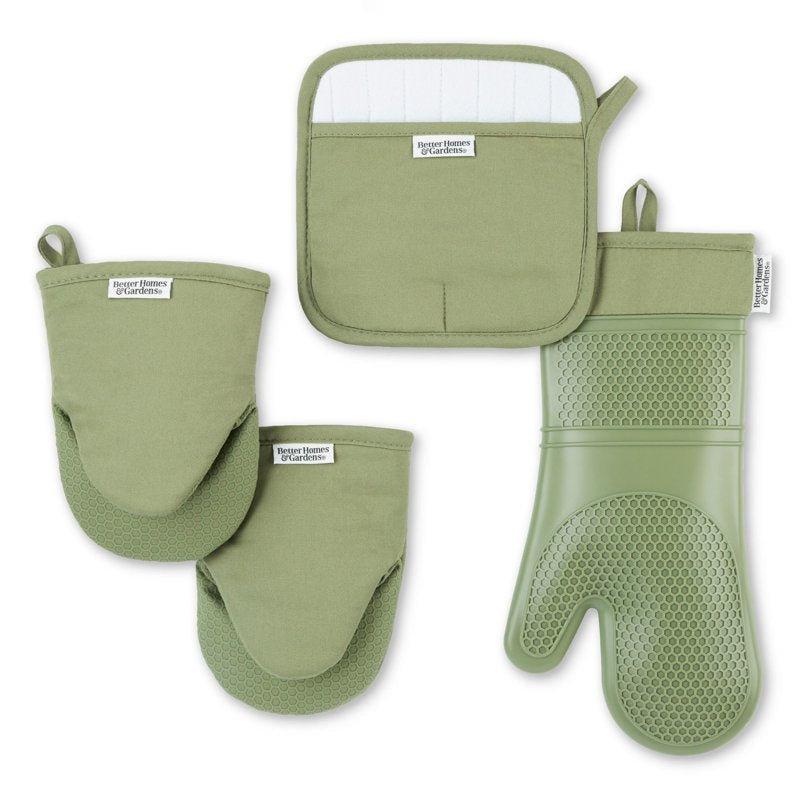 Oven Mitt, Potholder & Mini Mitt Set - Dark Cilantro Green