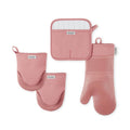 Honeycomb Silicone and Cotton Oven Mitt & Pot Holder Set - Dusty Rose