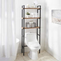 Over-the-Toilet Storage Shelf - Black Frame with Oak Shelves, 3-Tier Bathroom Organizer