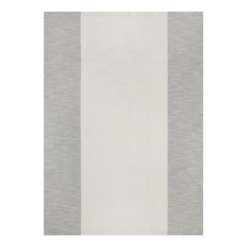 Jett Stripe Cotton Tablecloth 60" x 84" - Vanilla Dream & Grey Stone
