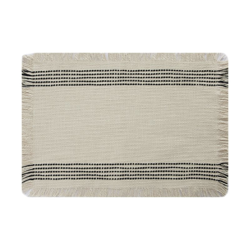 Jett Stripe Table Placemat - 14" x 20" - Black & White - 100% Cotton