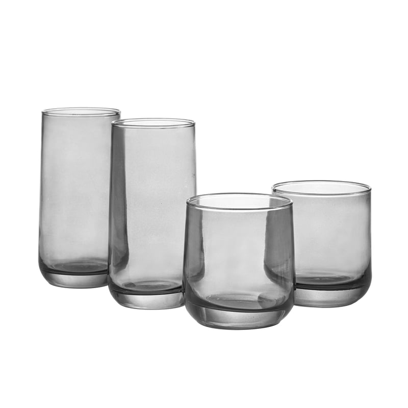 16-Piece Smoke Drinkware Set - Elegant Glass Tumblers & Coolers