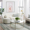 Modern Ivory Curved Sofa - 80.31 in, Includes 2 Accent Pillows