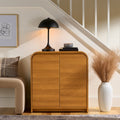 Warm Honey Curved Accent Cabinet with 2 Doors & 3 Shelves