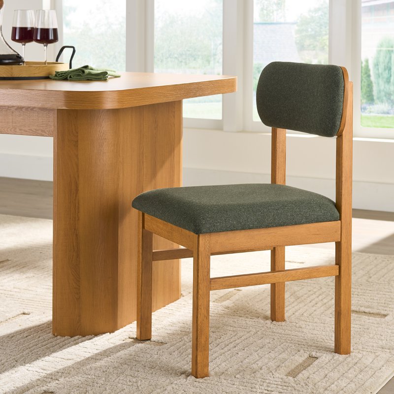 Juliet Dining Chairs Set - Light Honey & Olive Green, 2 Pack
