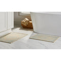 Beige Medallion Bath Rug Set - 2 Piece, Soft Boucle, Non-Slip Backing, Cool Papyrus Variation