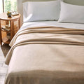 Full/Queen Velvet Plush Blanket - Tan, Reversible, 90x92 Inches, Adult & Teen