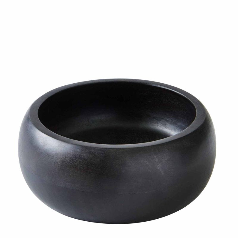 Black Wood Serving Bowl - Medium Size for Dining