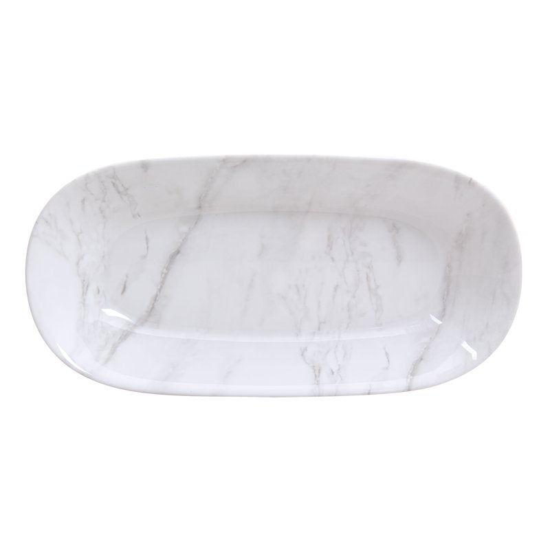3-Quart Marble Print Melamine Oval Serve Bowl - Single