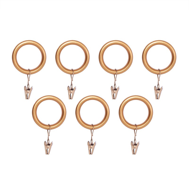 Gold Metal Curtain Clip Rings Set of 7 for 1-Inch Rods