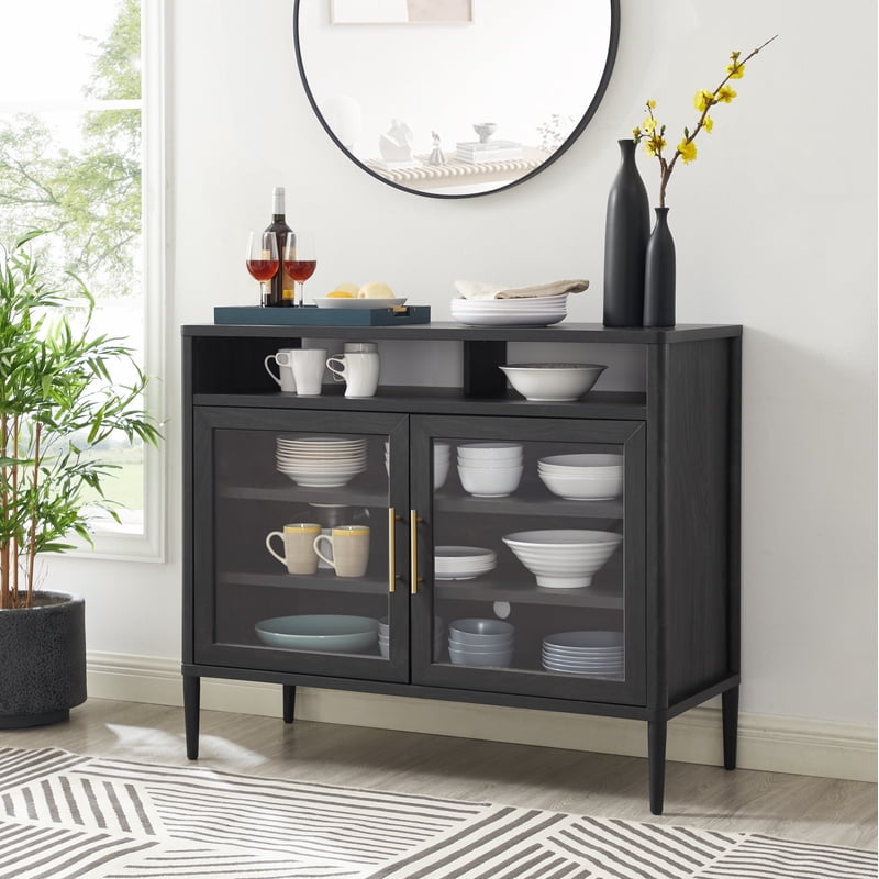 Oaklee Buffet Cabinet with Glass Doors - Black Finish