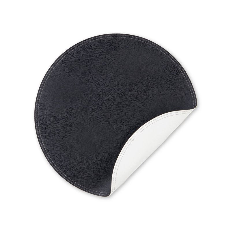 Faux Leather Placemat - Black, 15" Round, 1 Piece